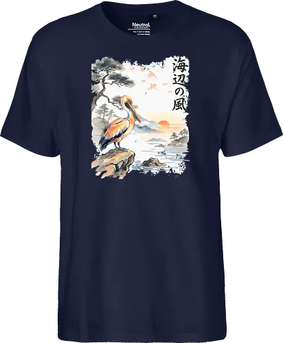 Japanischer Küstenvogel – Sumi-e Landschaft & Naturkunst