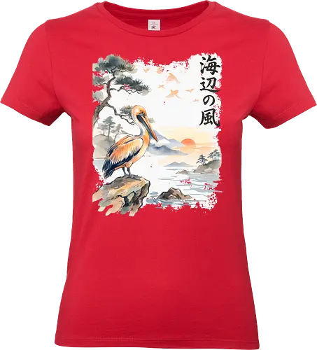Japanischer Küstenvogel – Sumi-e Landschaft & Naturkunst