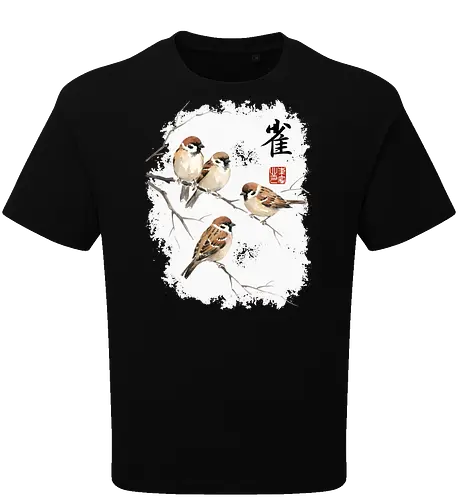 Japanische Sperlinge – Sumi-e Vogelkunst mit Aquarell