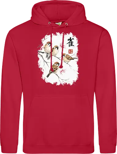 Japanische Sperlinge – Sumi-e Vogelkunst mit Aquarell