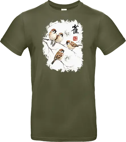 Japanische Sperlinge – Sumi-e Vogelkunst mit Aquarell