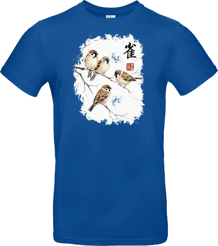 Japanische Sperlinge – Sumi-e Vogelkunst mit Aquarell