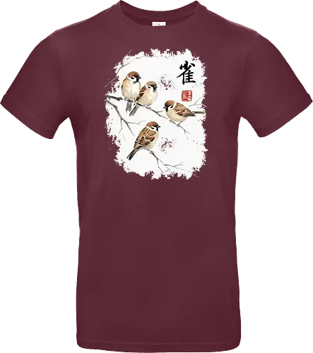 Japanische Sperlinge – Sumi-e Vogelkunst mit Aquarell