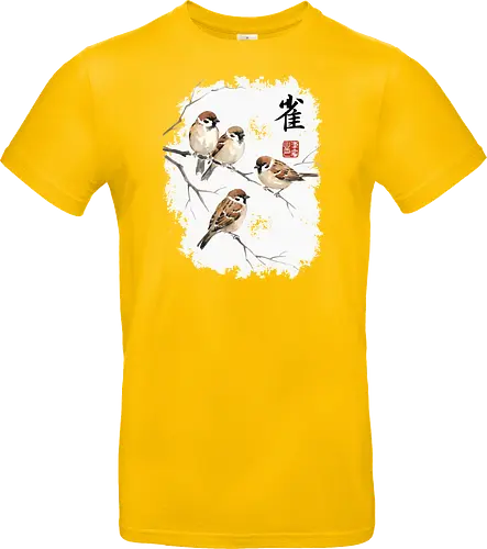 Japanische Sperlinge – Sumi-e Vogelkunst mit Aquarell