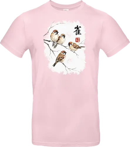 Japanische Sperlinge – Sumi-e Vogelkunst mit Aquarell
