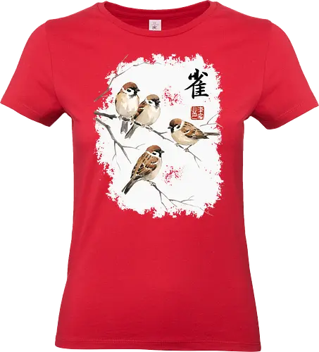 Japanische Sperlinge – Sumi-e Vogelkunst mit Aquarell