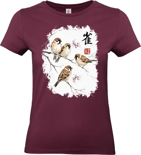 Japanische Sperlinge – Sumi-e Vogelkunst mit Aquarell