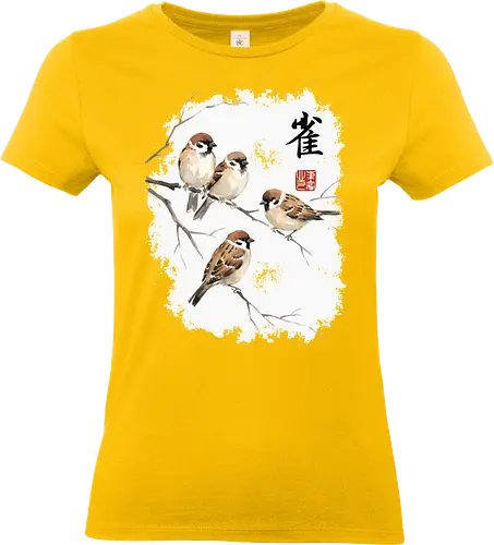 Japanische Sperlinge – Sumi-e Vogelkunst mit Aquarell
