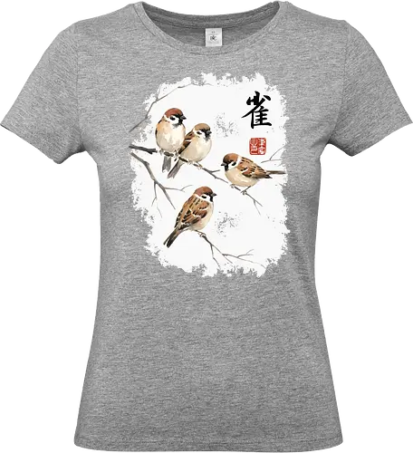 Japanische Sperlinge – Sumi-e Vogelkunst mit Aquarell