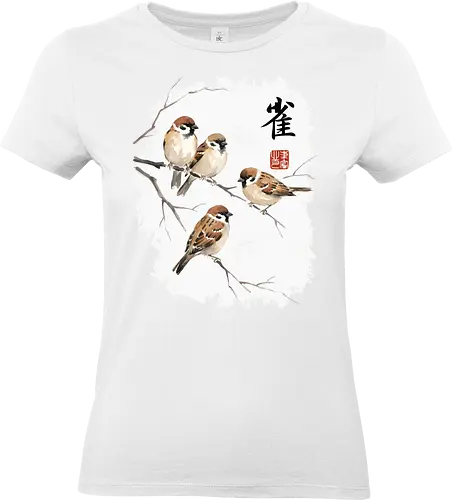 Japanische Sperlinge – Sumi-e Vogelkunst mit Aquarell