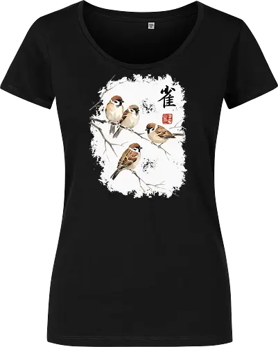 Japanische Sperlinge – Sumi-e Vogelkunst mit Aquarell