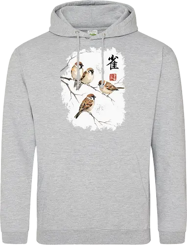 Japanische Sperlinge – Sumi-e Vogelkunst mit Aquarell