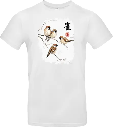 Japanische Sperlinge – Sumi-e Vogelkunst mit Aquarell