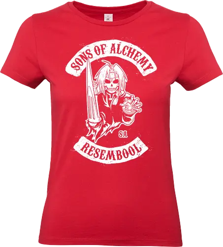 Vintage Biker Club Abzeichen mit Skelett Alchemist - Vintage Anime Druck, exklusives Rebell Design, Vintage Patch Shirt, Geek Biker Kunst, Alchemie Anime Druck, Nerd Biker Design, Premium Vintage Shirt, Vintage Biker Club Abzeichen, Fullmetal Alchemist, Sons of Anarchy, Edward Elric, FMA Brotherhood, Resembool, mashup anime, Sons of Alchemy, Skelett Alchemist Kunst, Anime Biker Patch, Vintage schwarz weiß Design, Rebell Club Druck, Anime Motorrad Kunst, Skelett Alchemie Design, Biker Geek Shirt - Standard T-Shirt (Frauen)