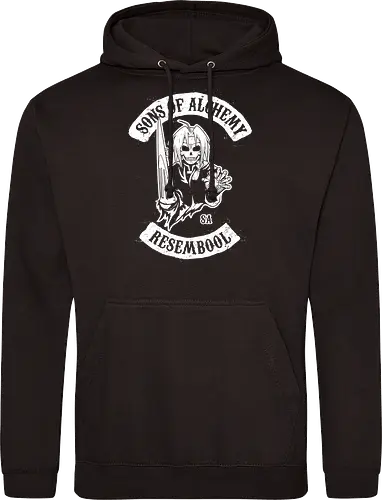 Vintage Biker Club Abzeichen mit Skelett Alchemist - Vintage Anime Druck, exklusives Rebell Design, Vintage Patch Shirt, Geek Biker Kunst, Alchemie Anime Druck, Nerd Biker Design, Premium Vintage Shirt, Vintage Biker Club Abzeichen, Fullmetal Alchemist, Sons of Anarchy, Edward Elric, FMA Brotherhood, Resembool, mashup anime, Sons of Alchemy, Skelett Alchemist Kunst, Anime Biker Patch, Vintage schwarz weiß Design, Rebell Club Druck, Anime Motorrad Kunst, Skelett Alchemie Design, Biker Geek Shirt - Standard Hoodie