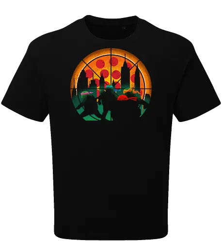 TMNT - Slices of City Adventure - Turtle, 90s, cartoons, donatello, leonardo, master splinter, michelangelo, new york, pizza, raphael, shredder, turtles, movie, pizza lover, tv shows - Oversize T-Shirt