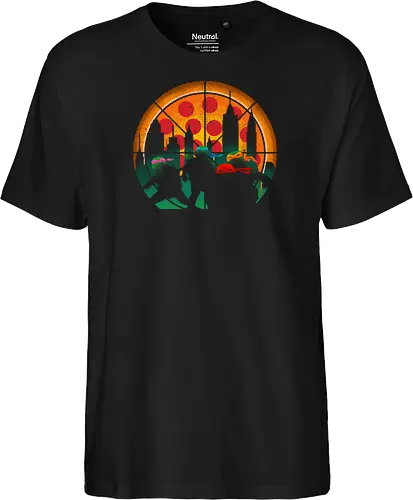 TMNT - Slices of City Adventure - Turtle, 90s, cartoons, donatello, leonardo, master splinter, michelangelo, new york, pizza, raphael, shredder, turtles, movie, pizza lover, tv shows - Fairtrade T-Shirt
