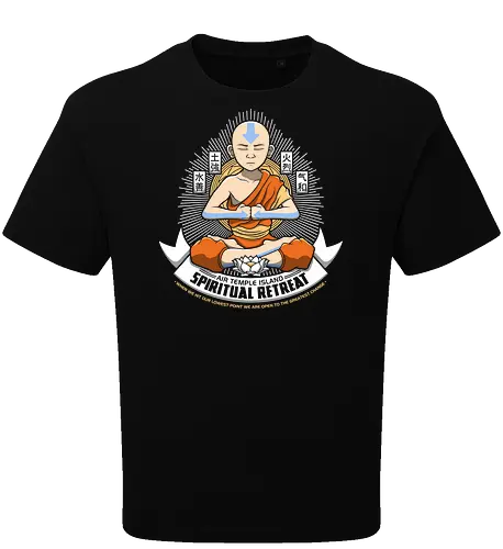 Meditierender Mönch - Spirituelles Vier-Nationen Emblem - meditierender Mönch Emblem, vier Elemente spirituell, Aang, Avatar, Avatar The Last Airbender, Air Temple Island, Katara, Sokka, Toph, Zuko, orientalischer Mönch Kunst, spirituelles Anime Design, Meditation Geek Druck, orientales Emblem Kunst, Mönch meditieren Shirt, vier Nationen Design, exklusiver spiritueller Druck, buddhistischer Geek Kunst, spirituelles Anime Shirt, Premium orientales Design, orangener Mönch Druck, vier Elemente Kanji Kunst, spirituelles Geek Shirt - Oversize T-Shirt