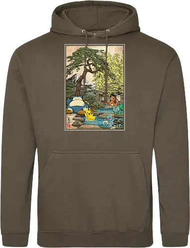 Chilling days in Japan - anime, manga, japan, japanese art, video games, ukiyo e, retro, Pocket - Standard Hoodie