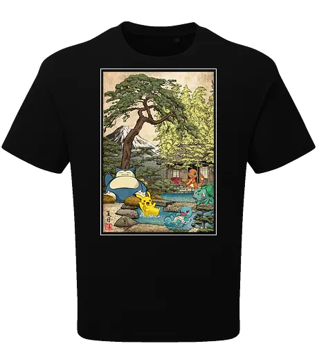 Chilling days in Japan - anime, manga, japan, japanese art, video games, ukiyo e, retro, Pocket - Oversize T-Shirt