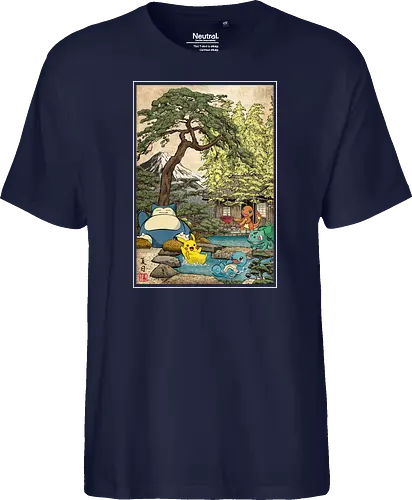 Chilling days in Japan - anime, manga, japan, japanese art, video games, ukiyo e, retro, Pocket - Fairtrade T-Shirt