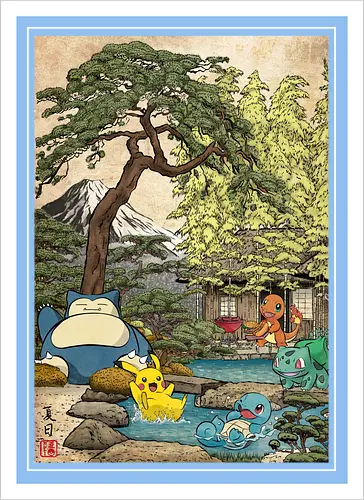 Chilling days in Japan - anime, manga, japan, japanese art, video games, ukiyo e, retro, Pocket - Kunstdruck
