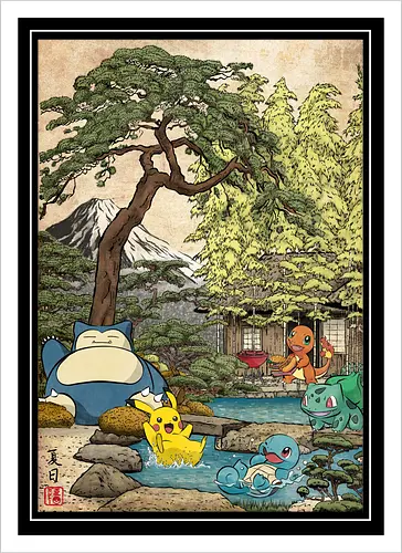Chilling days in Japan - anime, manga, japan, japanese art, video games, ukiyo e, retro, Pocket - Kunstdruck