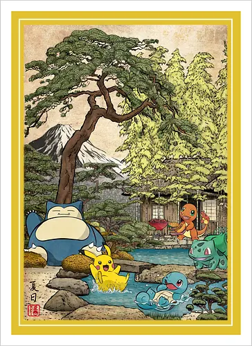 Chilling days in Japan - anime, manga, japan, japanese art, video games, ukiyo e, retro, Pocket - Kunstdruck