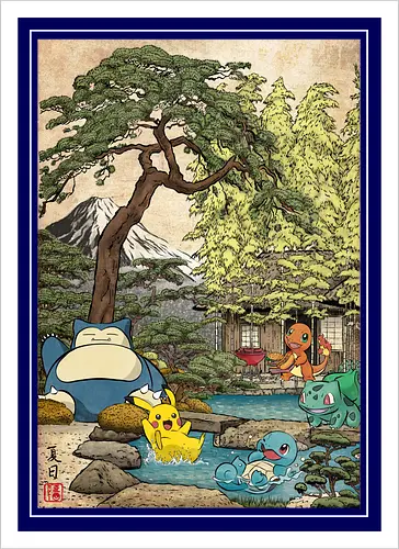 Chilling days in Japan - anime, manga, japan, japanese art, video games, ukiyo e, retro, Pocket - Kunstdruck