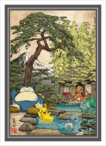 Chilling days in Japan - anime, manga, japan, japanese art, video games, ukiyo e, retro, Pocket - Kunstdruck