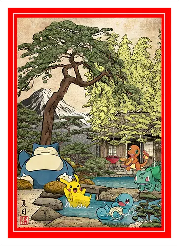 Chilling days in Japan - anime, manga, japan, japanese art, video games, ukiyo e, retro, Pocket - Kunstdruck