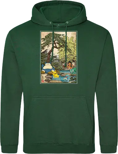 Chilling days in Japan - anime, manga, japan, japanese art, video games, ukiyo e, retro, Pocket - Standard Hoodie