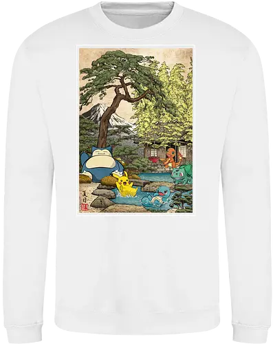 Chilling days in Japan - anime, manga, japan, japanese art, video games, ukiyo e, retro, Pocket - Sweatshirt