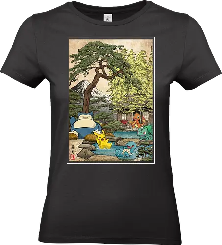 Chilling days in Japan - anime, manga, japan, japanese art, video games, ukiyo e, retro, Pocket - Standard T-Shirt (Frauen)