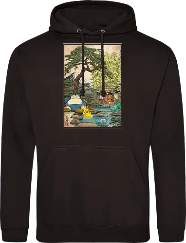 Chilling days in Japan - anime, manga, japan, japanese art, video games, ukiyo e, retro, Pocket - Standard Hoodie