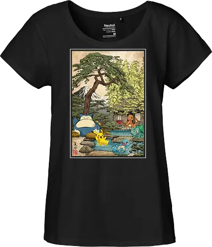 Chilling days in Japan - anime, manga, japan, japanese art, video games, ukiyo e, retro, Pocket - Fairtrade Girl Shirt