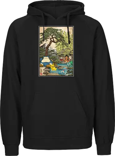 Chilling days in Japan - anime, manga, japan, japanese art, video games, ukiyo e, retro, Pocket - Fairtrade Hoodie