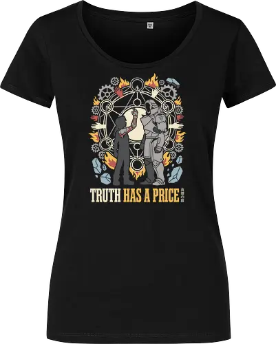 Gate of Truth: The Cost of Alchemy - Elric brothers graphic tee, Gate of Truth apparel, transmutation circle design, dark fantasy anime streetwear, FMAB aesthetic clothing, automail arm graphic, shonen manga fashion, nostalgic anime merch, symbolic otaku tee - Damen T-Shirt