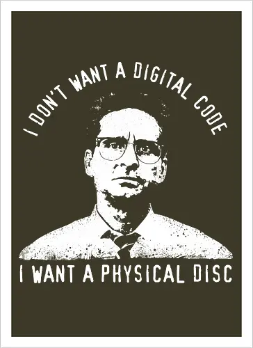 Falling Down Discs - falling down, funny, gaming, gamers, physical, copies, disks, cds, blu rays, digital downloads - Kunstdruck