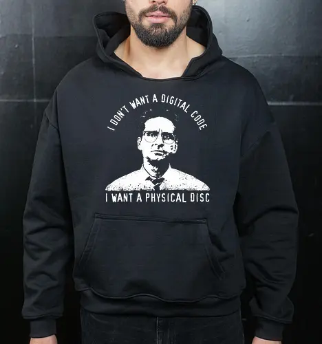 Falling Down Discs - falling down, funny, gaming, gamers, physical, copies, disks, cds, blu rays, digital downloads - Cropped Hoodie