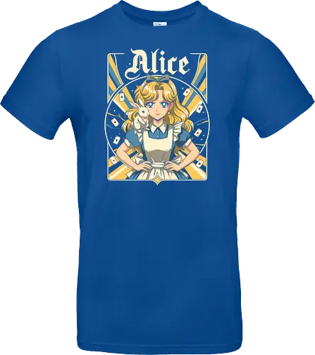 Alice - alice, wonderland, fantasy, fairytale, rabbit, magic, storybook, anime, manga, kawaii, retro, vintage, geek, classic, adventure, curious, dream, dreamy, whimsical, fantastic, tea, queen, cards, aesthetic, illustration, art, magical, nostalgia, fable, fairy - Standard T-Shirt