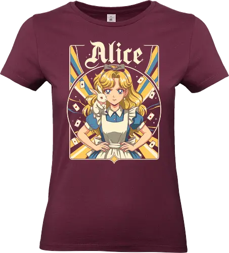 Alice - alice, wonderland, fantasy, fairytale, rabbit, magic, storybook, anime, manga, kawaii, retro, vintage, geek, classic, adventure, curious, dream, dreamy, whimsical, fantastic, tea, queen, cards, aesthetic, illustration, art, magical, nostalgia, fable, fairy - Standard T-Shirt (Frauen)