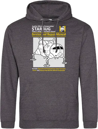 Weltraum Insekten-Shuttle Technisches Servicehandbuch Bergbau - Weltraum Insekten-Shuttle Handbuch, Bergbaugesellschaft Shuttle, Sci-Fi Servicehandbuch Parodie, Vintage Raumschiff Design, Geek Shuttle Druck, humoristisches Servicehandbuch Kunst, britisches Sci-Fi Shirt, Insekten-Schiff Design, Red Dwarf, Starbug, Jupiter Mining Corporation, JMC, Dave Lister, Arnold Rimmer, The Cat, Kryten, Sci-Fi Komödie Druck, Weltraum technische Parodie Kunst, Geek Humor Shirt, Vintage Raumshuttle Design, Gesellschaftsschiff Druck, humoristische Sci-Fi Kunst, Premium Nerd Shirt - Standard Hoodie