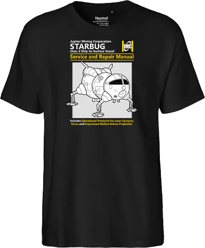 Weltraum Insekten-Shuttle Technisches Servicehandbuch Bergbau - Weltraum Insekten-Shuttle Handbuch, Bergbaugesellschaft Shuttle, Sci-Fi Servicehandbuch Parodie, Vintage Raumschiff Design, Geek Shuttle Druck, humoristisches Servicehandbuch Kunst, britisches Sci-Fi Shirt, Insekten-Schiff Design, Red Dwarf, Starbug, Jupiter Mining Corporation, JMC, Dave Lister, Arnold Rimmer, The Cat, Kryten, Sci-Fi Komödie Druck, Weltraum technische Parodie Kunst, Geek Humor Shirt, Vintage Raumshuttle Design, Gesellschaftsschiff Druck, humoristische Sci-Fi Kunst, Premium Nerd Shirt - Fairtrade T-Shirt