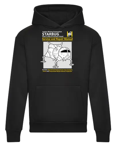 Weltraum Insekten-Shuttle Technisches Servicehandbuch Bergbau - Weltraum Insekten-Shuttle Handbuch, Bergbaugesellschaft Shuttle, Sci-Fi Servicehandbuch Parodie, Vintage Raumschiff Design, Geek Shuttle Druck, humoristisches Servicehandbuch Kunst, britisches Sci-Fi Shirt, Insekten-Schiff Design, Red Dwarf, Starbug, Jupiter Mining Corporation, JMC, Dave Lister, Arnold Rimmer, The Cat, Kryten, Sci-Fi Komödie Druck, Weltraum technische Parodie Kunst, Geek Humor Shirt, Vintage Raumshuttle Design, Gesellschaftsschiff Druck, humoristische Sci-Fi Kunst, Premium Nerd Shirt - Heavyweight Hoodie