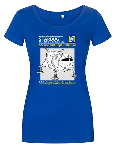 Weltraum Insekten-Shuttle Technisches Servicehandbuch Bergbau - Weltraum Insekten-Shuttle Handbuch, Bergbaugesellschaft Shuttle, Sci-Fi Servicehandbuch Parodie, Vintage Raumschiff Design, Geek Shuttle Druck, humoristisches Servicehandbuch Kunst, britisches Sci-Fi Shirt, Insekten-Schiff Design, Red Dwarf, Starbug, Jupiter Mining Corporation, JMC, Dave Lister, Arnold Rimmer, The Cat, Kryten, Sci-Fi Komödie Druck, Weltraum technische Parodie Kunst, Geek Humor Shirt, Vintage Raumshuttle Design, Gesellschaftsschiff Druck, humoristische Sci-Fi Kunst, Premium Nerd Shirt - Damen T-Shirt