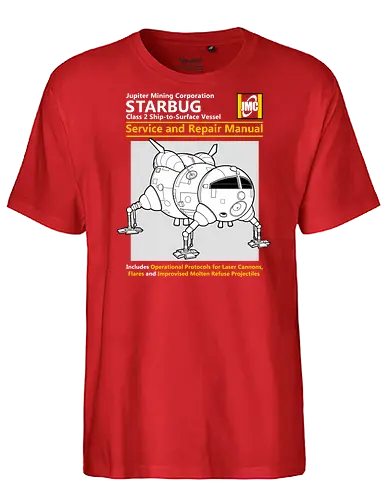 Weltraum Insekten-Shuttle Technisches Servicehandbuch Bergbau - Weltraum Insekten-Shuttle Handbuch, Bergbaugesellschaft Shuttle, Sci-Fi Servicehandbuch Parodie, Vintage Raumschiff Design, Geek Shuttle Druck, humoristisches Servicehandbuch Kunst, britisches Sci-Fi Shirt, Insekten-Schiff Design, Red Dwarf, Starbug, Jupiter Mining Corporation, JMC, Dave Lister, Arnold Rimmer, The Cat, Kryten, Sci-Fi Komödie Druck, Weltraum technische Parodie Kunst, Geek Humor Shirt, Vintage Raumshuttle Design, Gesellschaftsschiff Druck, humoristische Sci-Fi Kunst, Premium Nerd Shirt - Fairtrade T-Shirt
