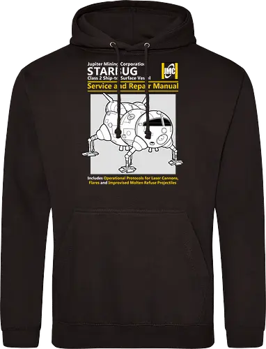 Weltraum Insekten-Shuttle Technisches Servicehandbuch Bergbau - Weltraum Insekten-Shuttle Handbuch, Bergbaugesellschaft Shuttle, Sci-Fi Servicehandbuch Parodie, Vintage Raumschiff Design, Geek Shuttle Druck, humoristisches Servicehandbuch Kunst, britisches Sci-Fi Shirt, Insekten-Schiff Design, Red Dwarf, Starbug, Jupiter Mining Corporation, JMC, Dave Lister, Arnold Rimmer, The Cat, Kryten, Sci-Fi Komödie Druck, Weltraum technische Parodie Kunst, Geek Humor Shirt, Vintage Raumshuttle Design, Gesellschaftsschiff Druck, humoristische Sci-Fi Kunst, Premium Nerd Shirt - Standard Hoodie