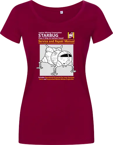 Weltraum Insekten-Shuttle Technisches Servicehandbuch Bergbau - Weltraum Insekten-Shuttle Handbuch, Bergbaugesellschaft Shuttle, Sci-Fi Servicehandbuch Parodie, Vintage Raumschiff Design, Geek Shuttle Druck, humoristisches Servicehandbuch Kunst, britisches Sci-Fi Shirt, Insekten-Schiff Design, Red Dwarf, Starbug, Jupiter Mining Corporation, JMC, Dave Lister, Arnold Rimmer, The Cat, Kryten, Sci-Fi Komödie Druck, Weltraum technische Parodie Kunst, Geek Humor Shirt, Vintage Raumshuttle Design, Gesellschaftsschiff Druck, humoristische Sci-Fi Kunst, Premium Nerd Shirt - Damen T-Shirt