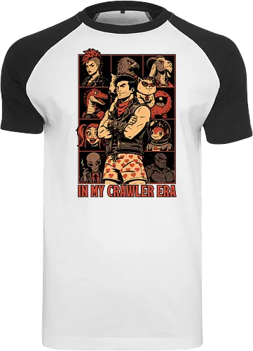 Dungeon Crawler Era - Nerd, Geek, Fantasy, Adventure, Rpg, Litrpg, Book, Books, Bookworm, Science Fantasy, Science Fiction, Scifi, Cat, Pet, Donut, Funny, Post-apocalyptic, Apocalypse, Post Apocalyptic, Apocalyptic Cats, Postapocalypse, Post-apocalypse, Poster, Parody, Dinosaur, Velociraptor, Vintage, Retro, Retro Vintage, Retro Advertising, Retro Publicity, Mashup, Eras, Eras Tour, Music, Show, Tour, World Tour, Tour Poster - Raglan T-Shirt